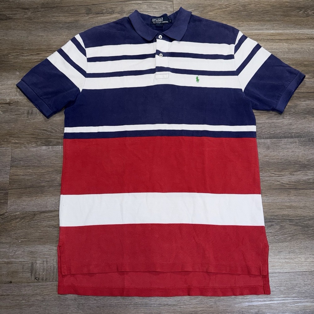 VTG 1990s-Y2K Polo Ralph Lauren Short-Sleeve Polo Shirt Mens L Red White Blue